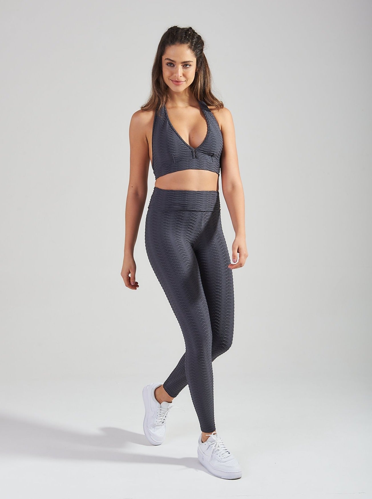 COCOCH ACTIVEWEAR WEBSHOP, WAVE DOUBLE HIG-WAIST 7/8 LEGGING IN GREY